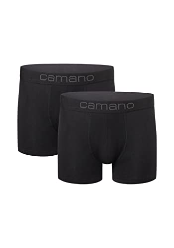 Camano Herren Boxershorts Unterhosen Herren elastischer Gummibund ohne Einschneiden Baumwolle Stretch hautfreundlich Atmungsaktiv 2er Pack 2XL Black von Camano