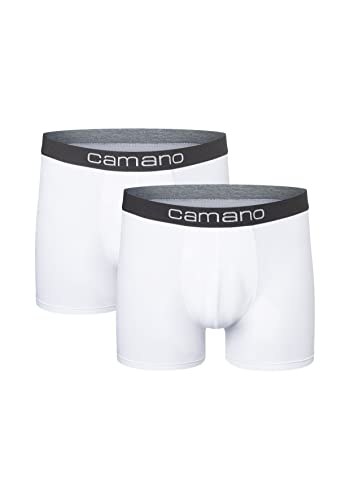 Camano Herren Boxershorts Unterhosen Herren elastischer Gummibund ohne Einschneiden Baumwolle Stretch hautfreundlich Atmungsaktiv 2er Pack 2XL White von Camano