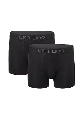 Camano Herren Boxershorts Unterhosen Herren elastischer Gummibund ohne Einschneiden Baumwolle Stretch hautfreundlich Atmungsaktiv 2er Pack L Black von Camano