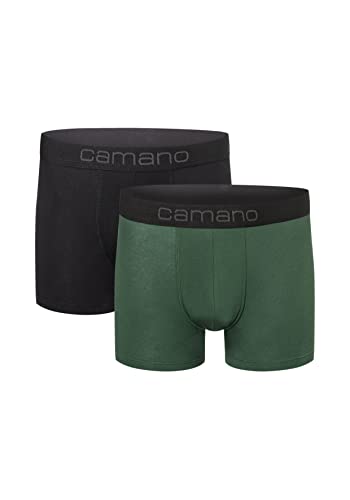 Camano Herren Boxershorts Unterhosen Herren elastischer Gummibund ohne Einschneiden Baumwolle Stretch hautfreundlich Atmungsaktiv 2er Pack L Sycamore Green von Camano