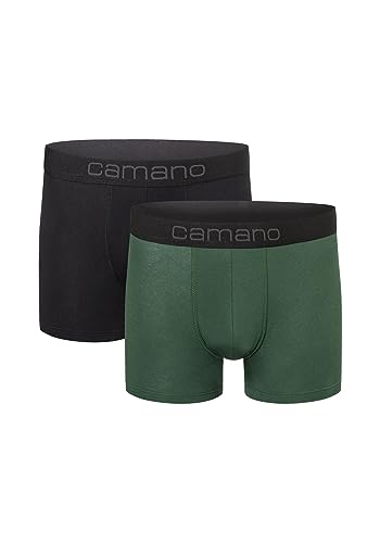 Camano Herren Boxershorts Unterhosen Herren elastischer Gummibund ohne Einschneiden Baumwolle Stretch hautfreundlich Atmungsaktiv 2er Pack L Sycamore Green von Camano