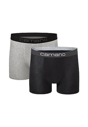 Camano Herren Boxershorts Unterhosen Herren elastischer Gummibund ohne Einschneiden Baumwolle Stretch hautfreundlich Atmungsaktiv 2er Pack M Black Mix von Camano