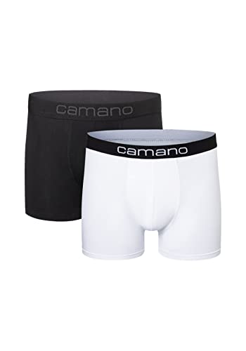 Camano Herren Boxershorts Unterhosen Herren elastischer Gummibund ohne Einschneiden Baumwolle Stretch hautfreundlich Atmungsaktiv 2er Pack XL White Mix von Camano