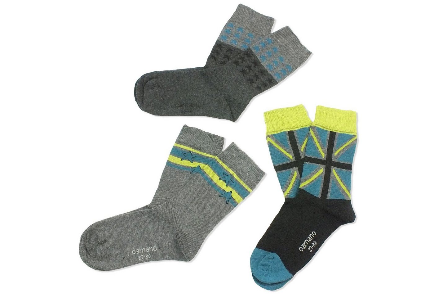 Camano Langsocken CA3831 (Packung, 3-Paar, 3 Paar) Kinder Socken, Jungen & Mädchen mit Baumwolle, Kindersocken von Camano