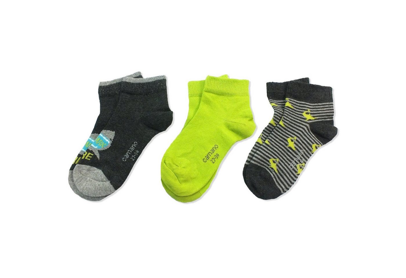 Camano Sneakersocken CA3842 (Packung, 3-Paar, 3 Paar) Kinder Socken Jungen Mädchen Baumwolle Quarter-Socken Sneakersocken von Camano