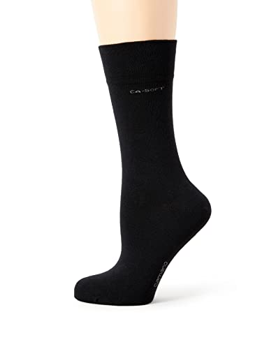 Camano Unisex 2er Pack einfarbige Socken mit verstärkten Zehen und Fersen Damen & Herren Strümpfe, Schwarz (black 05), 47-50 von Camano