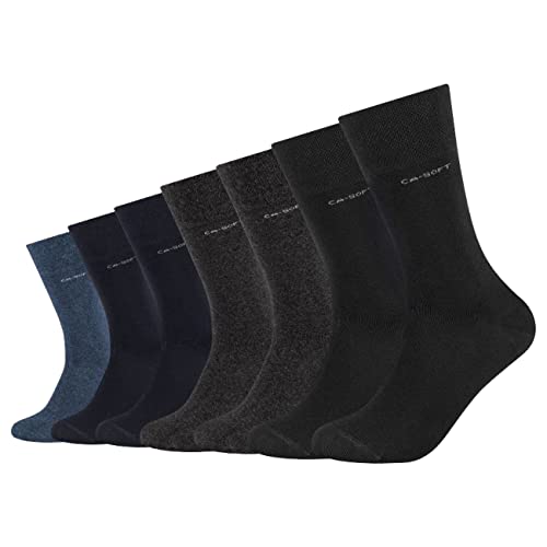 Camano Unisex CA-Soft Regular Socken 7er Pack Damen Herren Gesundheitssocken ohne Gummi 35-38 39-42 43-46 Schwarz Grau Blau, Größe:35-38, Farbe:Anthracite Mix (9803) von Camano