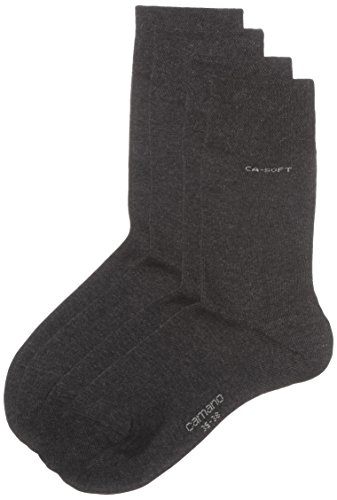 Camano Unisex 2er Pack einfarbige Socken mit verstärkten Zehen und Fersen Damen & Herren Strümpfe, Gr. 43-46, Grau (anthracite 08) von Camano