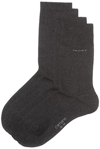 Camano Unisex 2er Pack einfarbige Socken mit verstärkten Zehen und Fersen Damen & Herren Strümpfe, Gr. 35-38, Grau (anthracite 08) von Camano