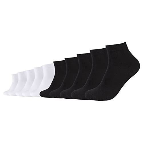 Camano Unisex Socken CA-Soft Organic Cotton Quarter 10er Pack für Damen Herren 35-38 39-42 43-46 Schwarz Grau Blau, Größe:39-42, Farbe:Black White (0800) von Camano