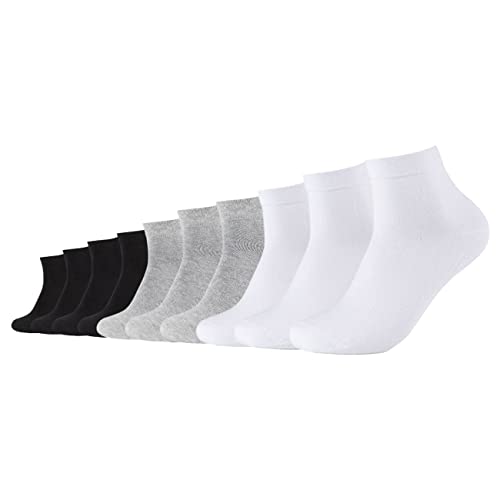 Camano Unisex Socken CA-Soft Organic Cotton Quarter 10er Pack für Damen Herren 35-38 39-42 43-46 Schwarz Grau Blau, Größe:43-46, Farbe:White Mix (1001) von Camano