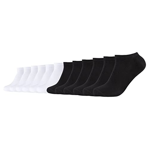 Camano Unisex Socken CA-Soft Organic Cotton Sneaker 12er Pack 35-38 39-42 43-46 Schwarz Grau Blau Weiß, Größe:47-49, Farbe:Black White (0800) von Camano