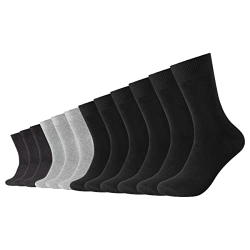 Camano Unisex Socken Comfort Cotton Crew 12er Pack 35-38 39-42 43-46 Schwarz Grau Blau, Größe:35-38, Farbe:Black Mix (9997) von Camano