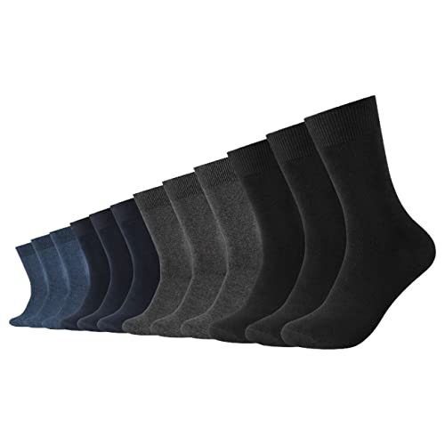 Camano Unisex Socken Comfort Cotton Crew 12er Pack 35-38 39-42 43-46 Schwarz Grau Blau, Größe:39-42, Farbe:Anthracite Mix (9803) von Camano