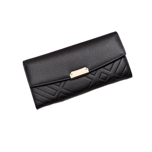 CambOs Damen-Geldbörsen aus Rindsleder, Visitenkartenetuis, Lange Geldscheinklammern aus Leder, blockierende Geldbörsen, Handtaschen, Abendtaschen (Color : Black) von CambOs