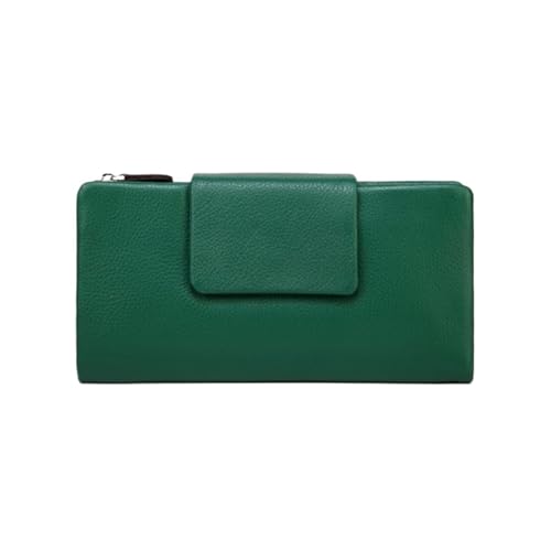 CambOs Lange Geldklammern aus Leder, Damen-Geldbörsen aus Rindsleder, blockierende Geldbörsen, Handtaschen, Geldbörsen, Visitenkartenetuis (Color : Green) von CambOs