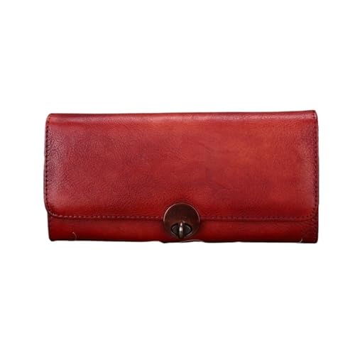 CambOs Retro Damen-Geldbörsen aus Rindsleder, Geldbörsen, Visitenkartenetuis, Geldklammern, blockierende Geldbörsen, Lederhandtaschen, Abendtaschen (Color : Red) von CambOs