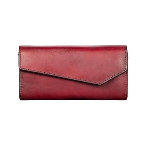 CambOs Retro-Visitenkartenetuis, Geldscheinklammern, Damen-Geldbörsen aus echtem Leder, Geldbörsen mit Blockierung, Handtaschen (Color : Red) von CambOs