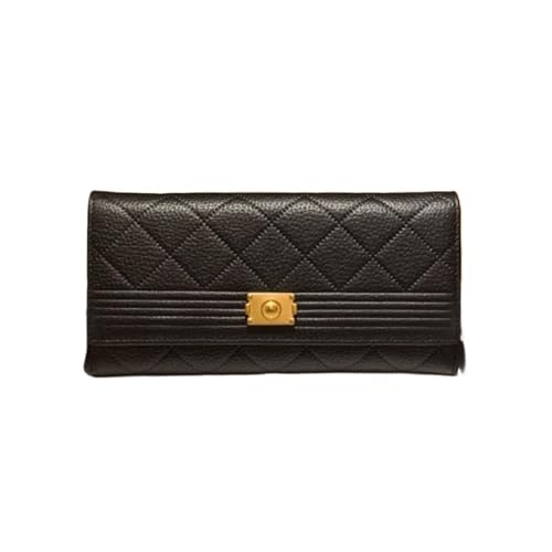 CambOs Visitenkartenetuis, Leder, Lange Geldscheinklammern, Damen-Geldbörsen aus Rindsleder, Geldbörsen mit Sperrfunktion, Abendtaschen, Handtaschen (Color : Black) von CambOs