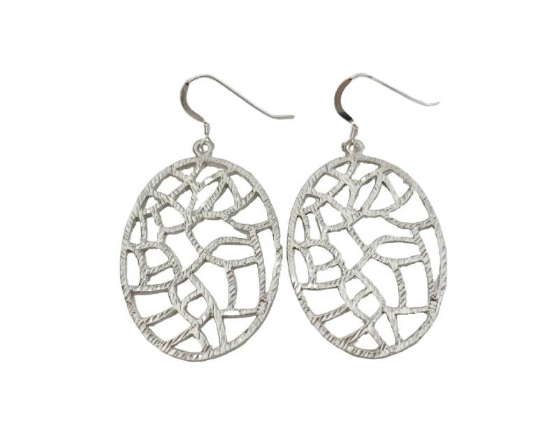 Art Deco Silber Oval Baumeln Ohrringe - Strukturierte Glasmalereien Inspiriert Schmuck Für Frauen Art Deco Silber Oval Baumeln Ohrringe - Strukturierte Glasmalereien Inspiriert Schmuck Für Frauen von CambaJewelry
