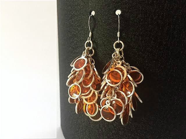 Damen Orange & Silber Baumseider Ohrringe, Epoxy Schmuck, Kreis Einzigartige Bauarbeiten, Cluster Ohrringe Damen Orange & Silber Baumseider Ohrringe, Epoxy Schmuck, Kreis Einzigartige Bauarbeiten, Cluster Ohrringe von CambaJewelry