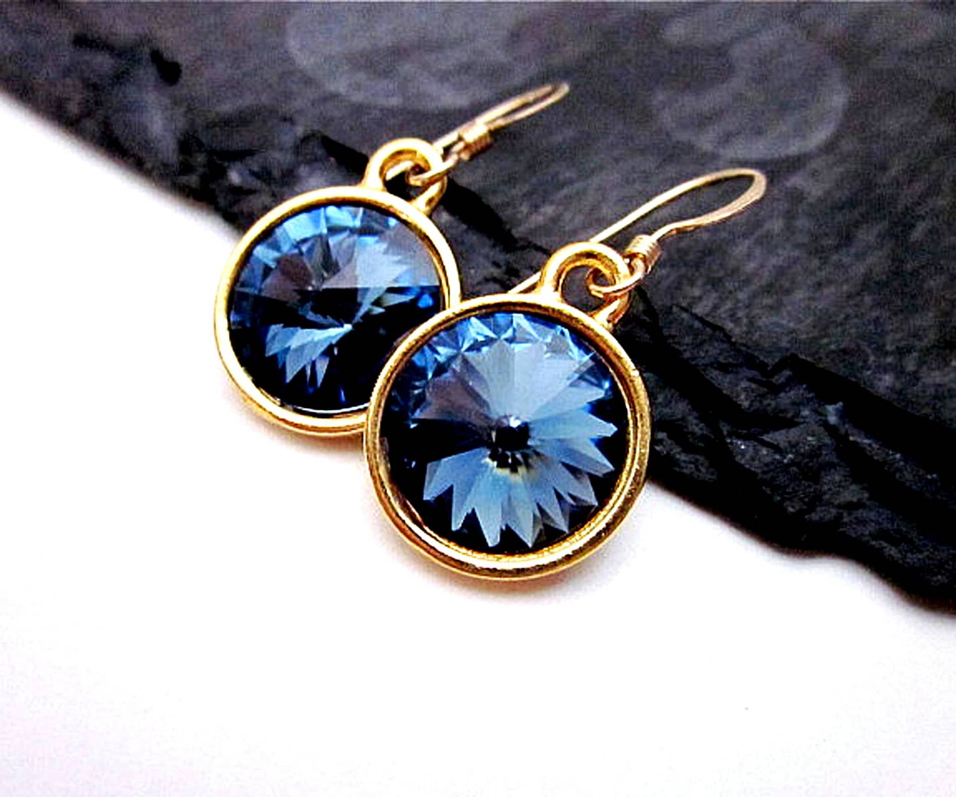 Denim Blue Crystal Baumeln Ohrringe, Swarovski Schmuck Für Frauen Denim Blue Crystal Baumeln Ohrringe, Swarovski Schmuck Für Frauen von CambaJewelry