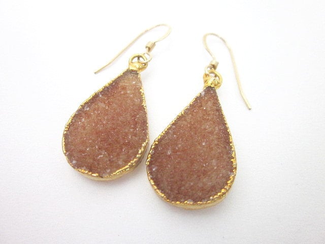 Druzy Tropfen Ohrringe, Damen Erd Ton Schmuck, Pfirsich Orange Edelstein Gebrannt Ohrringe Für Frauen Druzy Tropfen Ohrringe, Damen Erd Ton Schmuck, Pfirsich Orange Edelstein Gebrannt Ohrringe Für Frauen von CambaJewelry