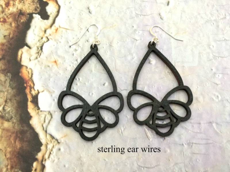 Holz Boho Ohrringe, Bienen Damen Natur Schmuck, Insekt Biene Baumeln Ohrringe Holz Boho Ohrringe, Bienen Damen Natur Schmuck, Insekt Biene Baumeln Ohrringe von CambaJewelry