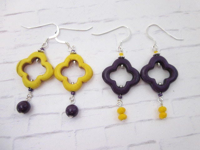 Lila & Gelbe Ohrringe, Game Day Schmuck, Gelb Ohrringe Für Sport, Accessoires, Team Spirit Schmuck Lila & Gelbe Ohrringe, Game Day Schmuck, Gelb Ohrringe Für Sport, Accessoires, Team Spirit Schmuck von CambaJewelry