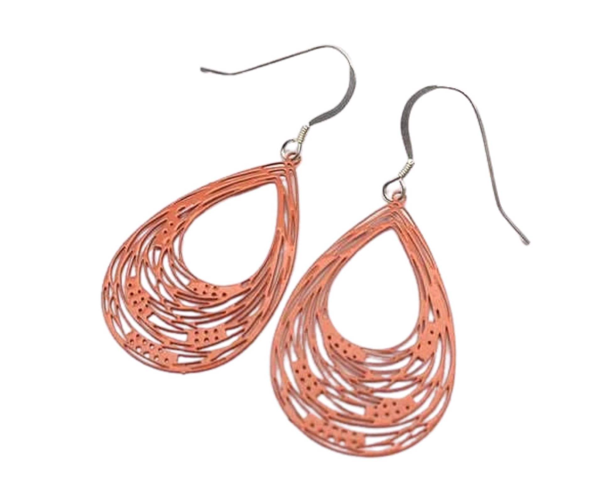 Dünne Filigrane Träne Baumeln Ohrringe - Lebendige Orange Schmuck Accessoire Für Frauen Dünne Filigrane Träne Baumeln Ohrringe - Lebendige Orange Schmuck Accessoire Für Frauen von CambaJewelry