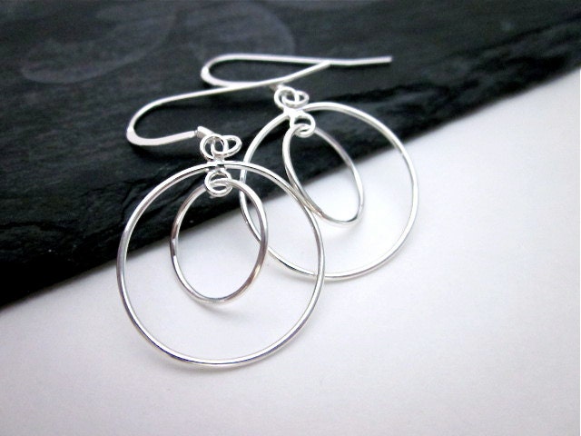 Silber Kreis Ohrringe, Kleine Schlichte Hoop Double Schmuck, Doppel Hoops, Sterling Hoops Silber Kreis Ohrringe, Kleine Schlichte Hoop Double Schmuck, Doppel Hoops, Sterling Hoops von CambaJewelry
