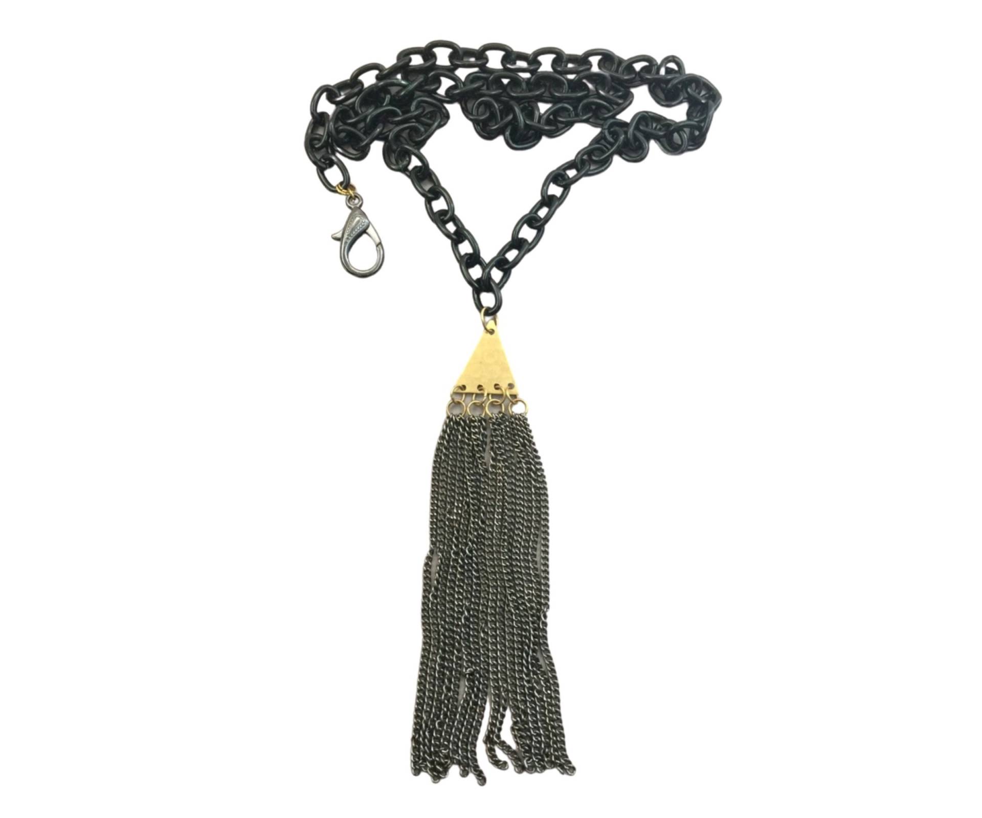 Trendige Schwarze Kettenfransen-Halskette Mehrstrangige Metall-Quasten-Schmuck Für Frauen Trendige Schwarze Kettenfransen-Halskette Mehrstrangige Metall-Quasten-Schmuck Für Frauen von CambaJewelry