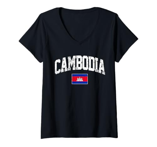 Damen Kambodscha Geschenk aus Kambodscha Familienausflug Kambodscha Geschenk T-Shirt mit V-Ausschnitt Damen Kambodscha Geschenk aus Kambodscha Familienausflug Kambodscha Geschenk T-Shirt mit V-Ausschnitt von Cambodia gift from Cambodia family trip Cambodia