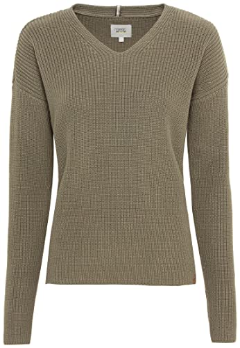 camel active Damen V-Neck Pullover aus Reiner Baumwolle Oliv Womenswear-XS von camel active