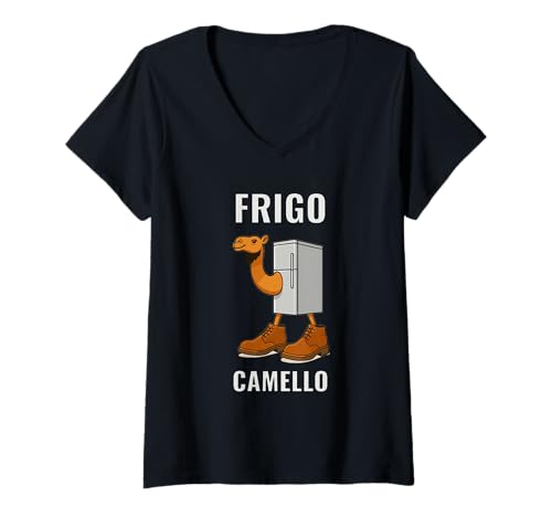 Damen Frigo Camello Italienisches absurdes Meme-Tier-Mashup T-Shirt mit V-Ausschnitt Damen Frigo Camello Italienisches absurdes Meme-Tier-Mashup T-Shirt mit V-Ausschnitt von Camel Fridge Meme Creatures