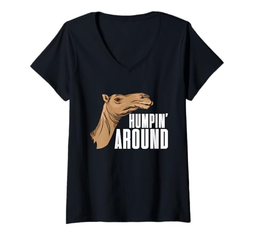 Damen "Humpin' Around Camel T-Shirt mit V-Ausschnitt von Camel Gifts