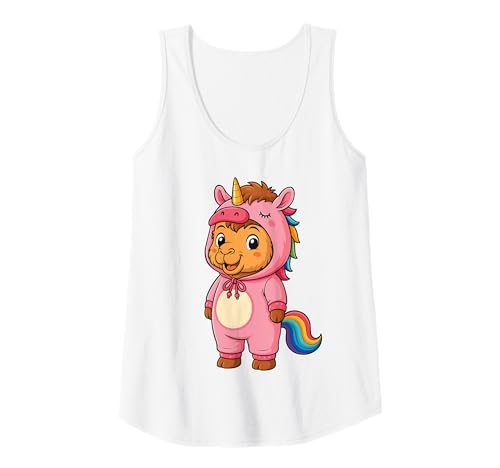 Damen Kawaii Kamel im Einhorn Kostüm für Mädchen Kinder Einhorn Liebhaber Tank Top von Camel In Unicorn Costume Kawaii Design