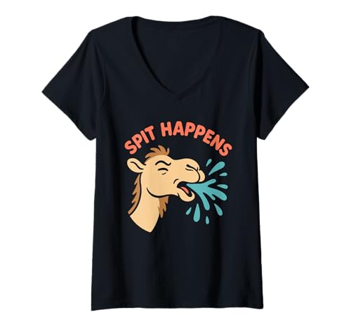 Damen Lustiges Kamel-Meme Spucken Humor Wüsten-Tier-Squad T-Shirt mit V-Ausschnitt Damen Lustiges Kamel-Meme Spucken Humor Wüsten-Tier-Squad T-Shirt mit V-Ausschnitt von Camel Lover Gift Save the Camels Sassy Camel Gift