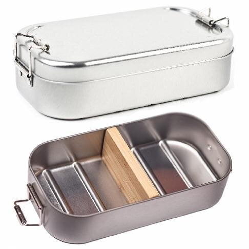 Cameleon Pack Lunchbox "Classic" * Mit Trennsteg aus Bambus * Metall Brotdose von Cameleon Pack