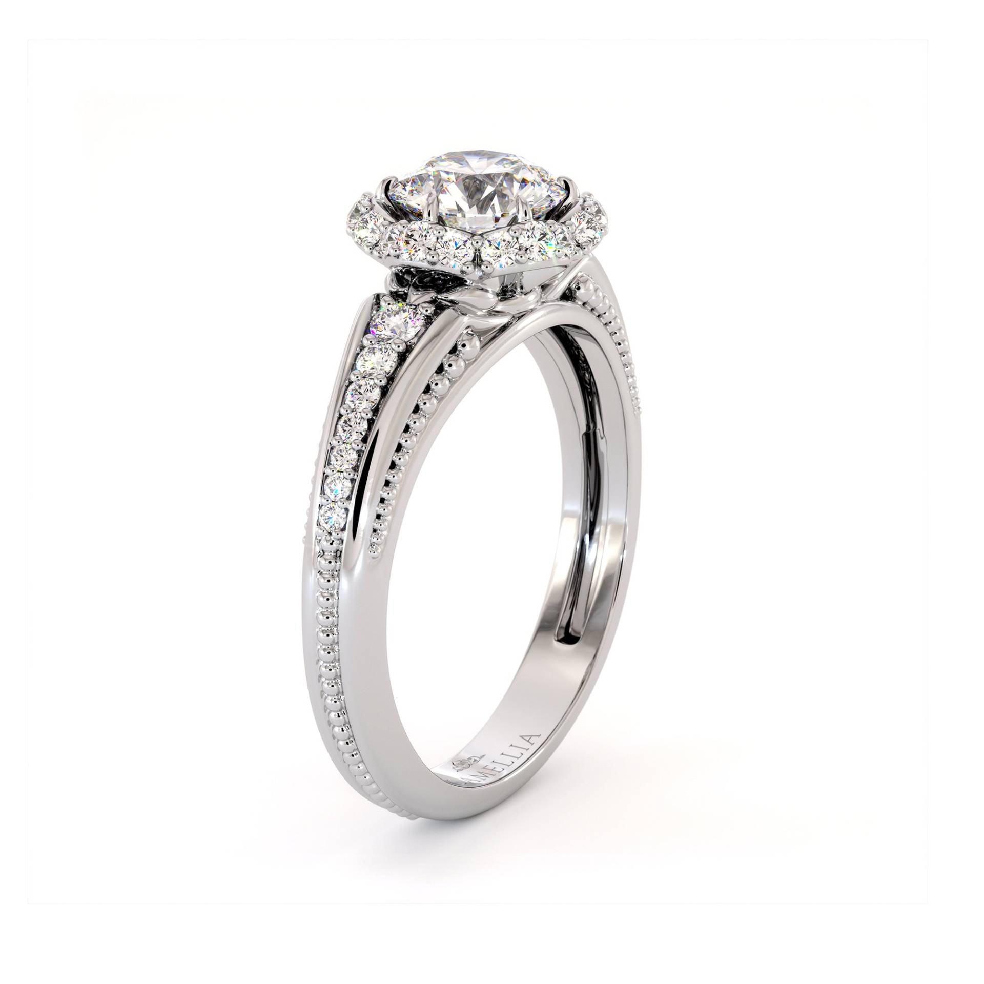 Funkelnde Diamant Aura Moissanite Verlobungsring 14K Weißgold Natürliche Diamanten Halo Ring von CamelliaJewelry