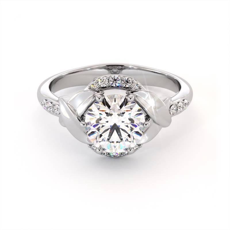 Runder Labrador Diamant Verlobungsring 2.0 Ct Vorschlagring Aus 14K Weißgold von CamelliaJewelry