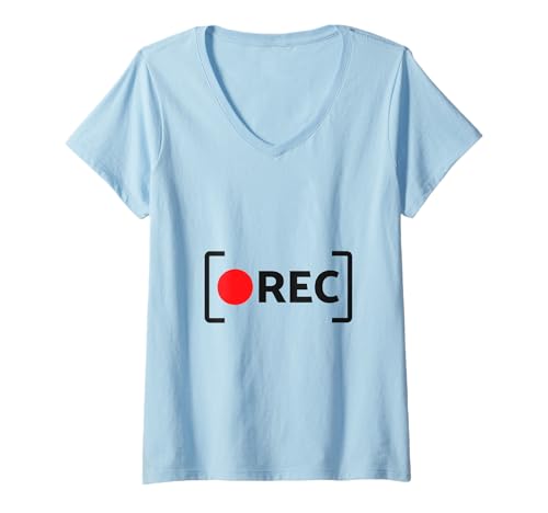 Damen Aufnahme/Regisseur/Videofilmer/Überwachung T-Shirt mit V-Ausschnitt Damen Aufnahme/Regisseur/Videofilmer/Überwachung T-Shirt mit V-Ausschnitt von Camera On