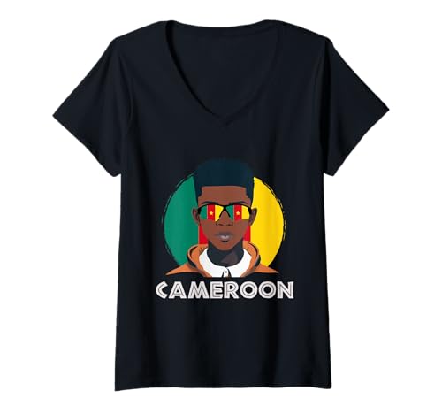 Damen Kamerun, Kamerun-Flagge, Kamerun-Junge, afrikanischer Junge, T-Shirt mit V-Ausschnitt Damen Kamerun, Kamerun-Flagge, Kamerun-Junge, afrikanischer Junge, T-Shirt mit V-Ausschnitt von Cameroon Flag Gifts for Cameroonian Teens & Boys