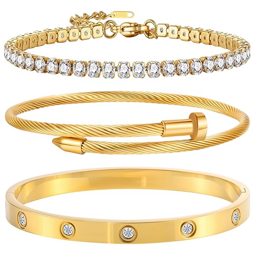Camhanno Silberner Armreif für Damen – Edelstahl Liebe & Freundschaft Tennisarmbänder mit Geschenkbox | Schmuck für den Alltag und Party, Medium, Edelstahl, Strasssteine Camhanno Silberner Armreif für Damen – Edelstahl Liebe & Freundschaft Tennisarmbänder mit Geschenkbox | Schmuck für den Alltag und Party, Medium, Edelstahl, Strasssteine von Camhanno