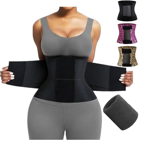 Belt Waist Cincher Ab Belt Tummy Control Body Shaper with Triple Wrap Women, Waist Trainer Damen Taillentrainer, Plus Size Waist Trainer for Working Out (Black, L) von Camic