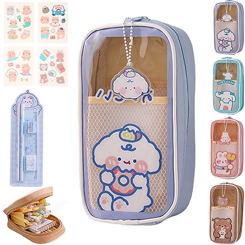 Camic Kawaii Pencil Case Aesthetic, Cute Pencil Case, Cute Pencil Case Aesthetic, Cute Clear Pencil Case Kawaii School Supplies for Teen Girls (1PC Blue) von Camic