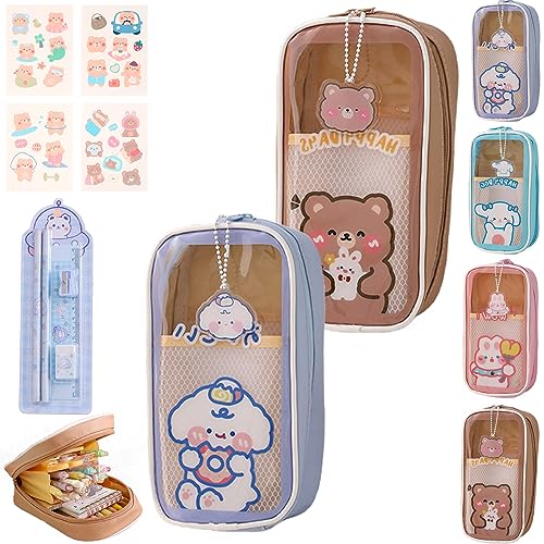 Camic Kawaii Pencil Case Aesthetic, Cute Pencil Case, Cute Pencil Case Aesthetic, Cute Clear Pencil Case Kawaii School Supplies for Teen Girls (2PCS A) von Camic