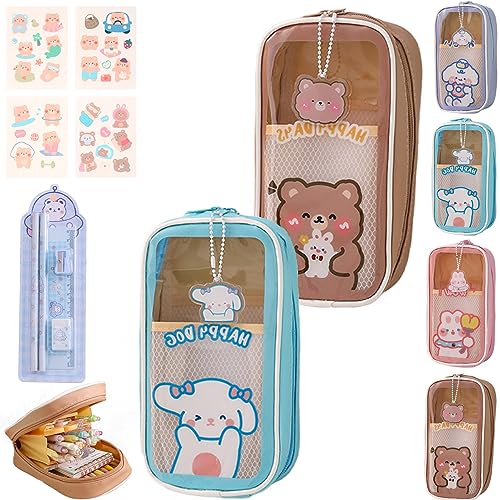 Camic Kawaii Pencil Case Aesthetic, Cute Pencil Case, Cute Pencil Case Aesthetic, Cute Clear Pencil Case Kawaii School Supplies for Teen Girls (2PCS B) von Camic