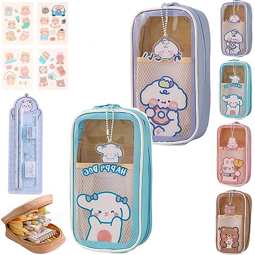 Camic Kawaii Pencil Case Aesthetic, Cute Pencil Case, Cute Pencil Case Aesthetic, Cute Clear Pencil Case Kawaii School Supplies for Teen Girls (2PCS D) von Camic