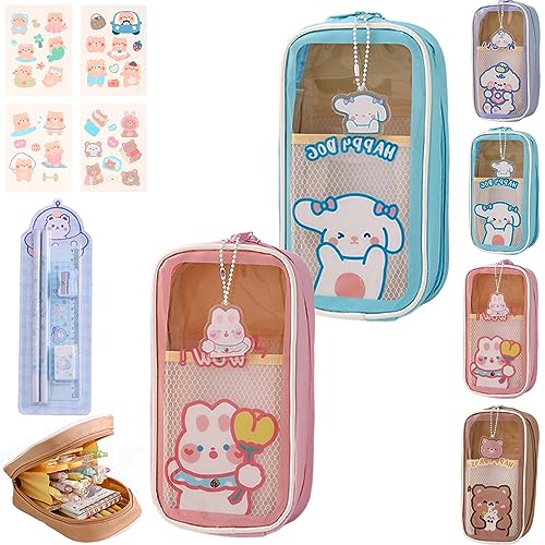 Camic Kawaii Pencil Case Aesthetic, Cute Pencil Case, Cute Pencil Case Aesthetic, Cute Clear Pencil Case Kawaii School Supplies for Teen Girls (2PCS F) von Camic